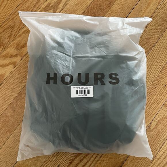 Hours Drop Shoulder Hoodie Pullover Oversized Boxy Heavy Forest Green Men’s S - Picture 9 of 9